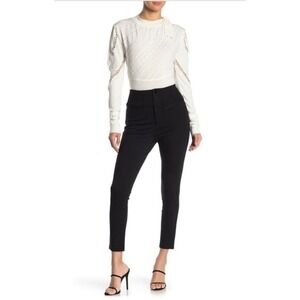 Free People Elena High Rise Skinny Pants Size 4 Black Ponte Knit Crop Equestrian